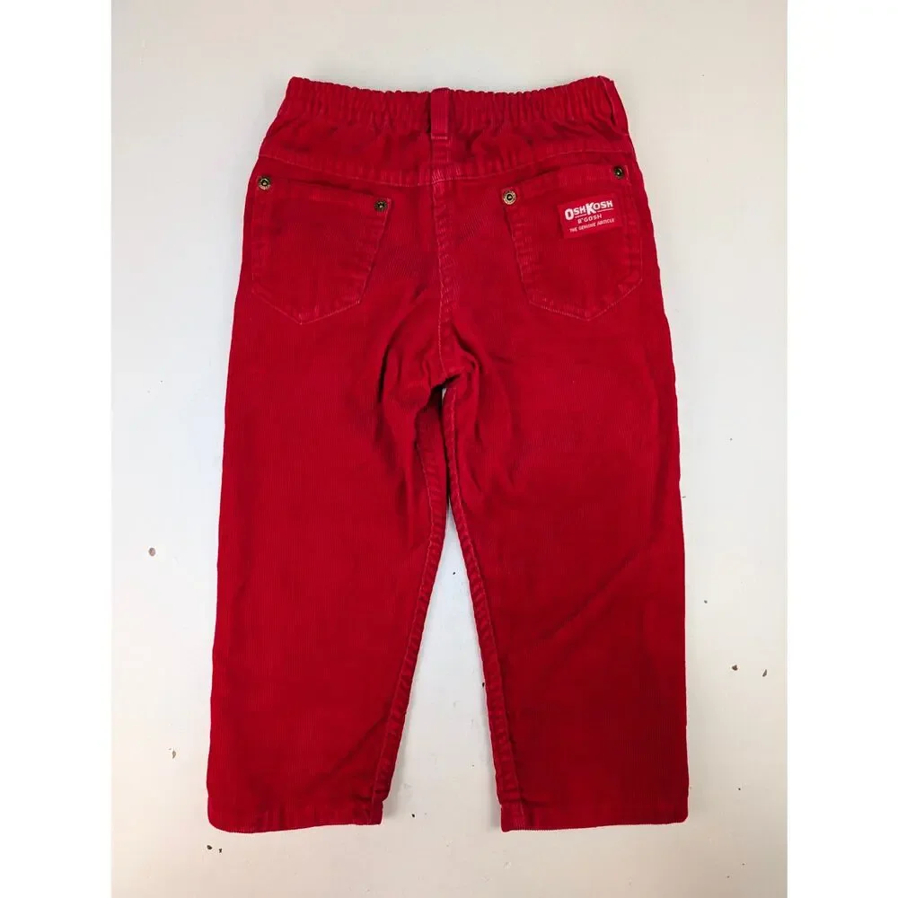 Vintage Oshkosh B'Gosh Toddler 4T Red Corduroy Pants Made in USA